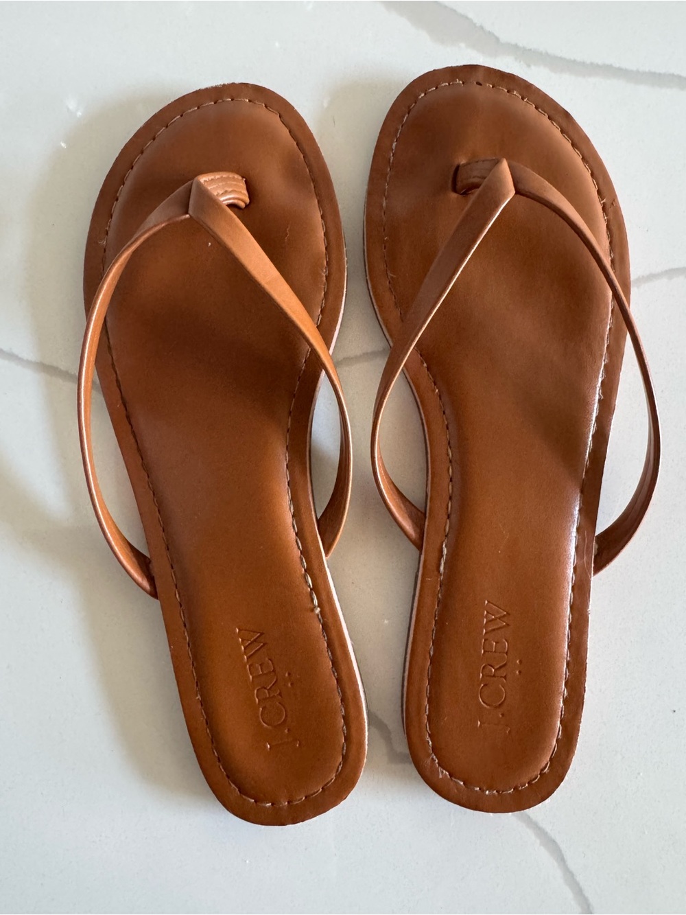 J. Crew Tan Leather Thong Sandals sz 7